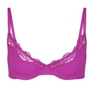 SKIMS Fits Everybody Lace Underwire Bra Lollipop Pink 44DDD BA-DEM-4130‎ NEW